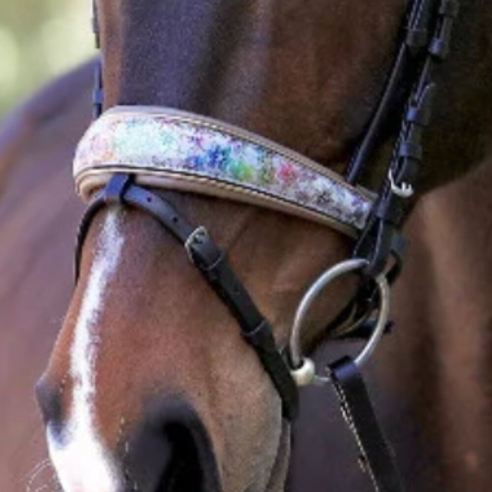 Custom floral dressage cob noseband NWT